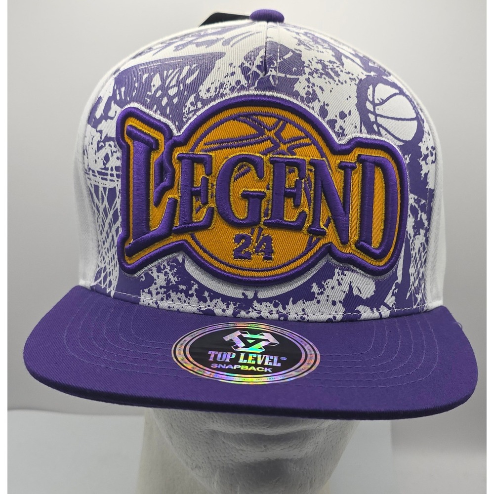 Top Level Los Angeles‎ Lakers Legend 24 Kobe Snapback Hat Purple White Hoops NBA